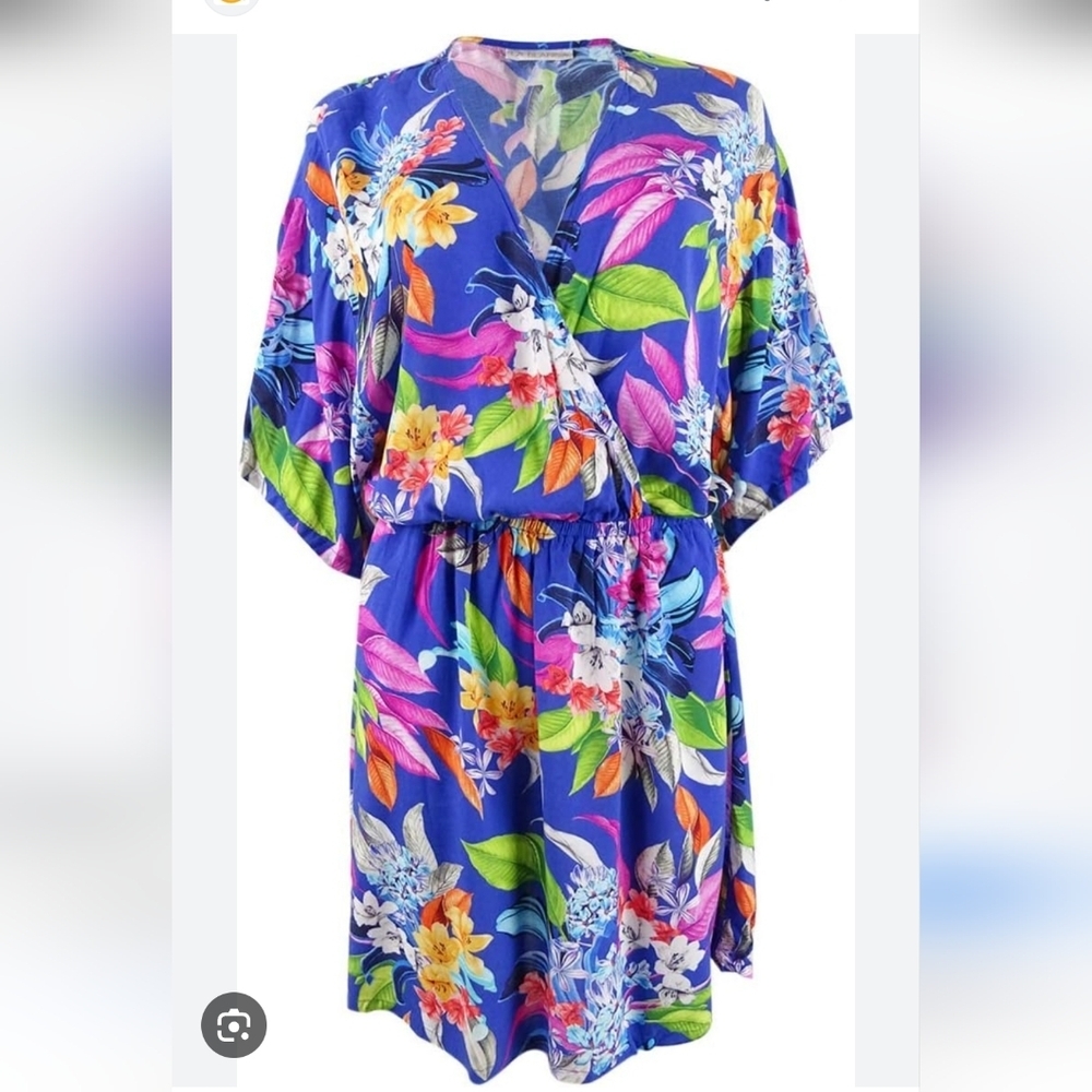 La Blanca Resort Wear Tropical Multicolor Dress Vacation Beach Summer Bohemian L